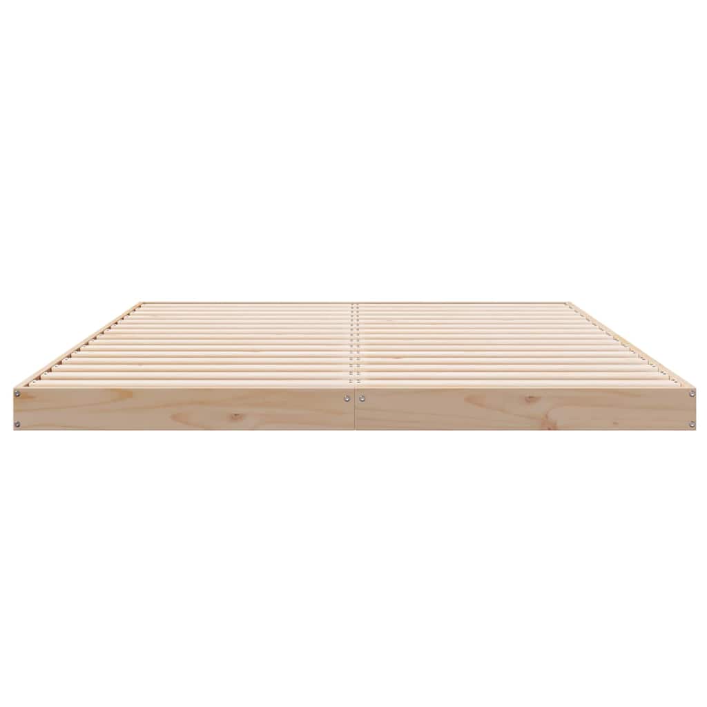 Gulv Seng Ramme Naturfarvet 140 X 220 Cm Massivt Fyrretræ - Billede 5
