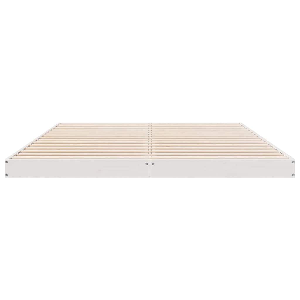 Gulv Seng Ramme Hvid 140 X 220 Cm Massivt Fyrretræ - Billede 5