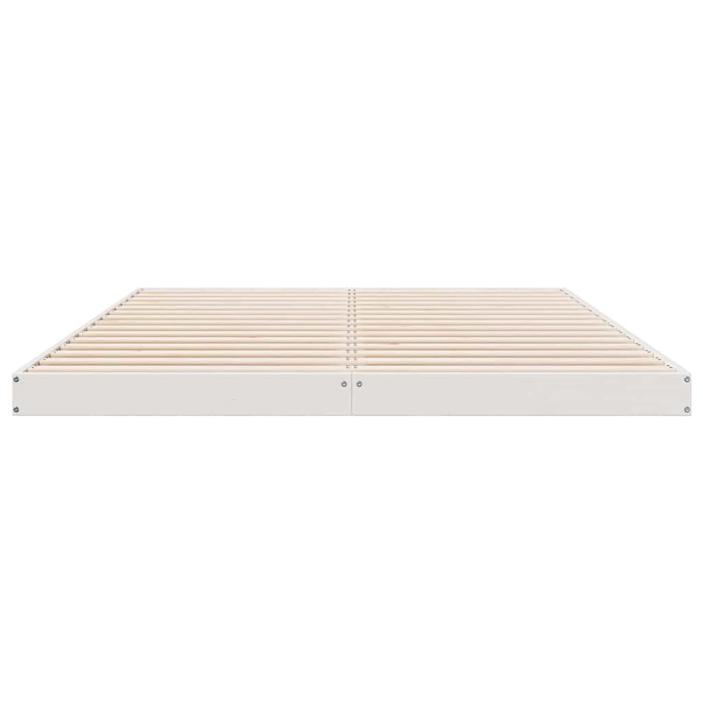 Gulv Seng Ramme Hvid 140 X 220 Cm Massivt Fyrretræ - Billede 6