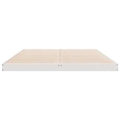 Gulv Seng Ramme Hvid 140 X 220 Cm Massivt Fyrretræ - Billede 6
