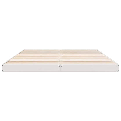 Gulv Seng Ramme Hvid 160 X 220 Cm Massivt Fyrretræ - Billede 5
