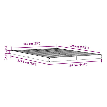 Gulv Seng Ramme Hvid 160 X 220 Cm Massivt Fyrretræ - Billede 8