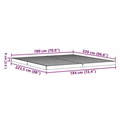 Gulv Seng Ramme Naturfarvet 180 X 220 Cm Massivt Fyrretræ - Billede 8