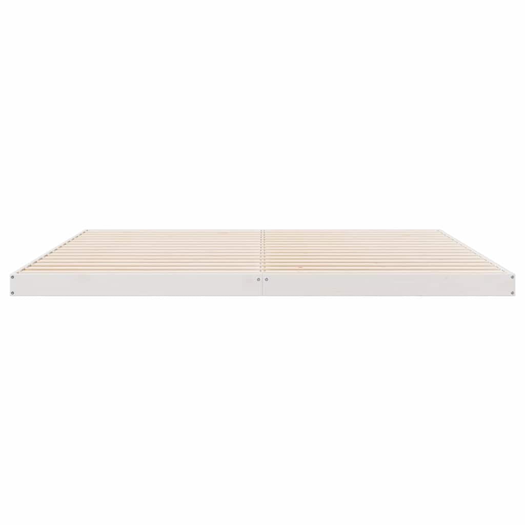 Gulv Seng Ramme Hvid 180 X 220 Cm Massivt Fyrretræ - Billede 5