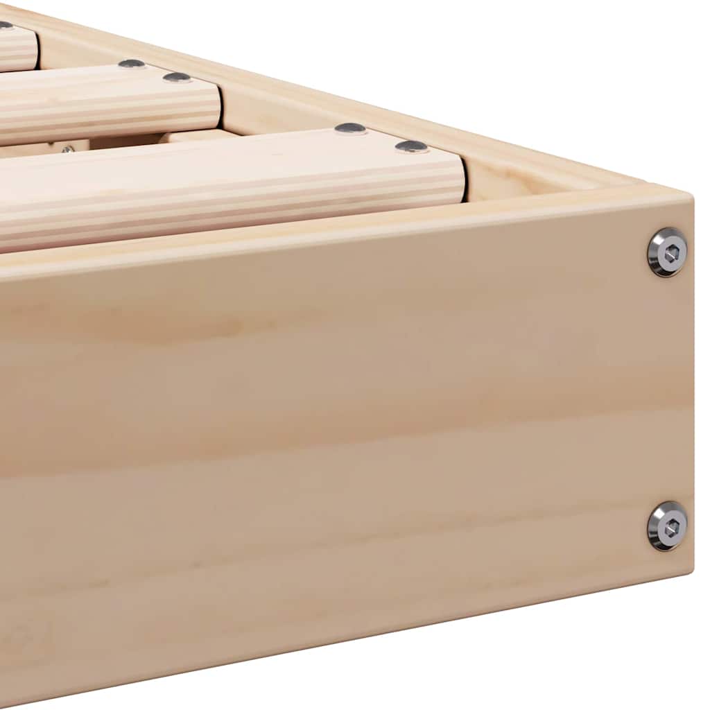Gulv Seng Ramme Naturfarvet 200 220 Cm Massivt Fyrretræ - Billede 7