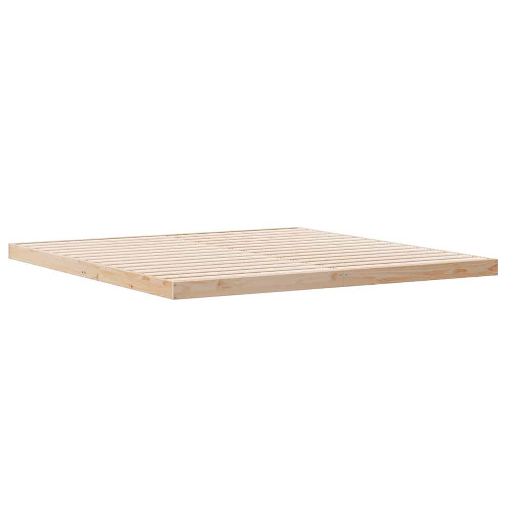 Gulv Seng Ramme Naturfarvet 200 X 220 Cm Massivt Fyrretræ - Billede 2