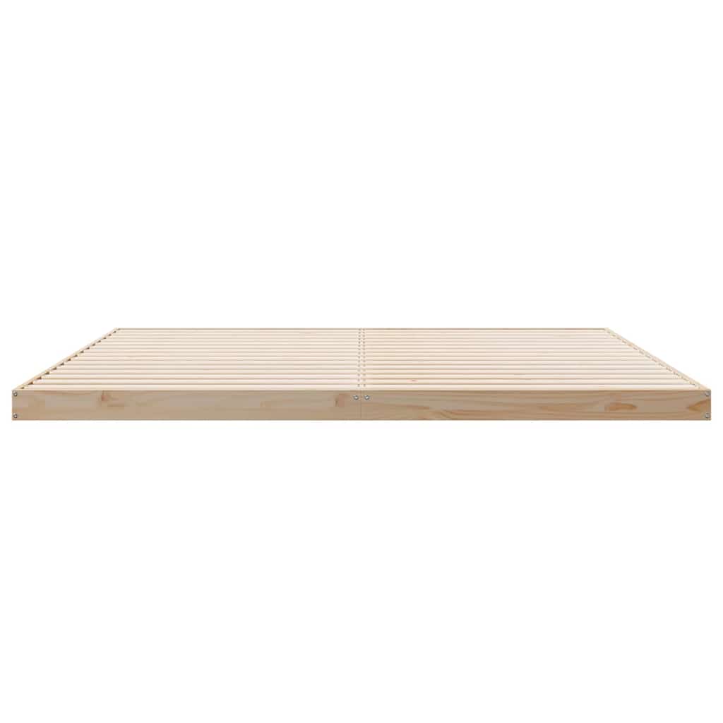 Gulv Seng Ramme Naturfarvet 200 X 220 Cm Massivt Fyrretræ - Billede 5