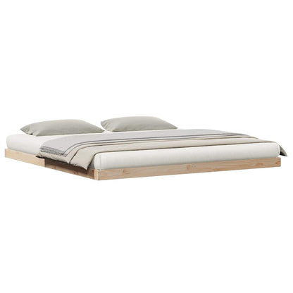Gulv Seng Ramme Naturfarvet 200 220 Cm Massivt Fyrretræ - Billede 3