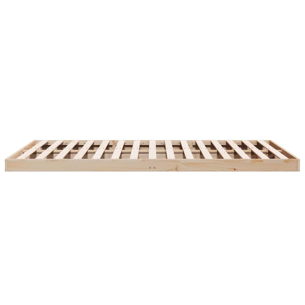 Gulv Seng Ramme Naturfarvet 200 220 Cm Massivt Fyrretræ - Billede 6