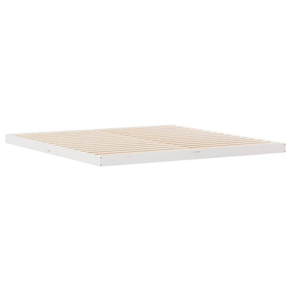 Gulv Seng Ramme Hvid 200 220 Cm Massivt Fyrretræ - Billede 2