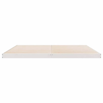 Gulv Seng Ramme Hvid 200 220 Cm Massivt Fyrretræ - Billede 5
