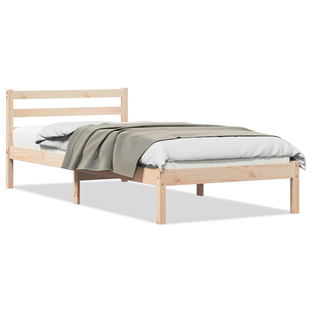 Sengestel Med Hovedgærde Brun 220 100 Cm Massivt Fyrretræ - Billede 3