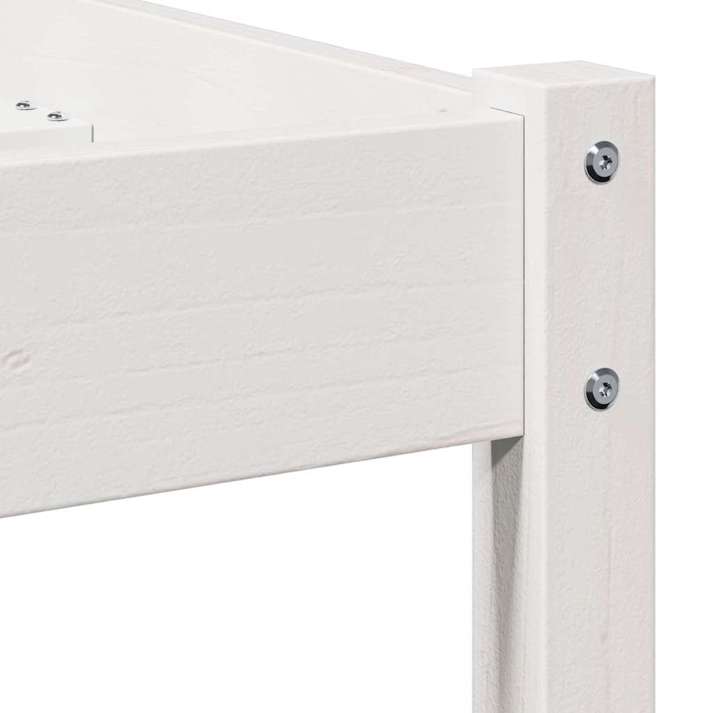 Sengestel Med Hovedgærde Hvid 220 X 100 Cm Massivt Fyrretræ - Billede 7