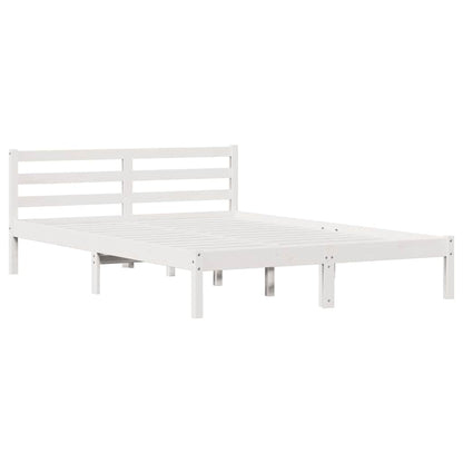Sengestel Med Hovedgærde Hvid 220 X 160 Cm Massivt Fyrretræ - Billede 2