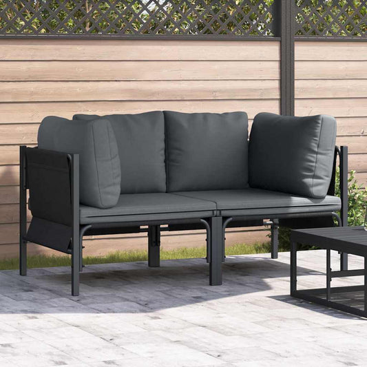 Udendørs Møbler Med Pude 2 Stk Antracit 80 X 80 X 71 Cm Stål - Hovedbillede