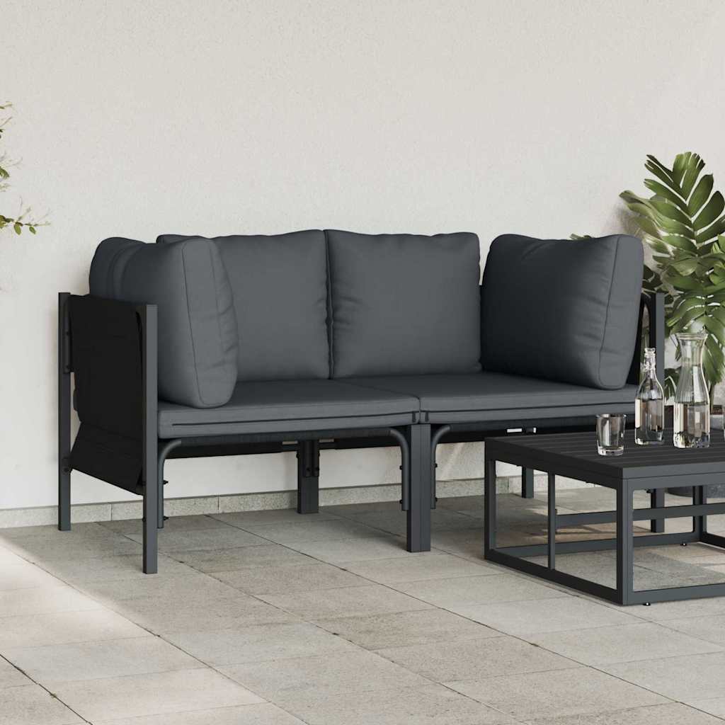 Udendørs Hjørnesofa Med Pude Antracit 80 X 80 X 71 Cm Stål