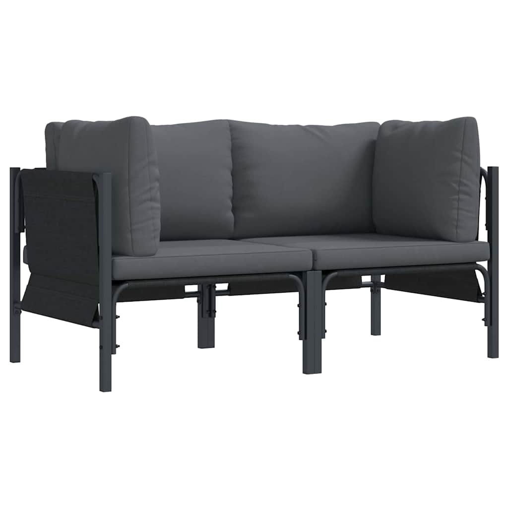 Udendørs Møbler Med Pude 2 Stk Antracit 80 X 80 X 71 Cm Stål - Billede 2