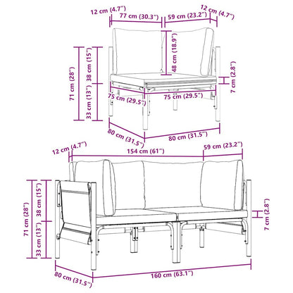 Udendørs Hjørnesofa Med Pude Antracit 80 X 80 X 71 Cm Stål