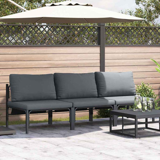 Udendørs Møbler Med Pude 3 Stk Antracit 80 X 80 X 71 Cm Stål - Hovedbillede
