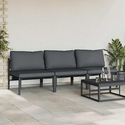 Udendørs Møbler Med Pude 3 Stk Antracit 80 X 80 X 71 Cm Stål - Billede 3