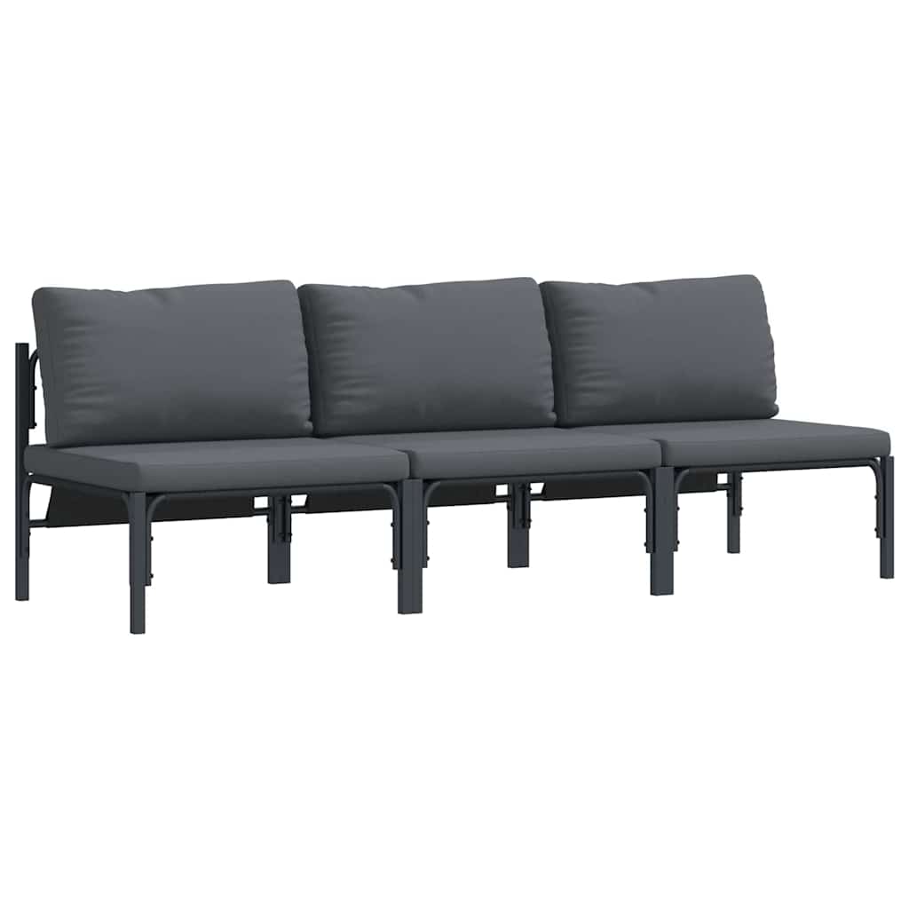 Udendørs Møbler Med Pude 3 Stk Antracit 80 X 80 X 71 Cm Stål - Billede 2