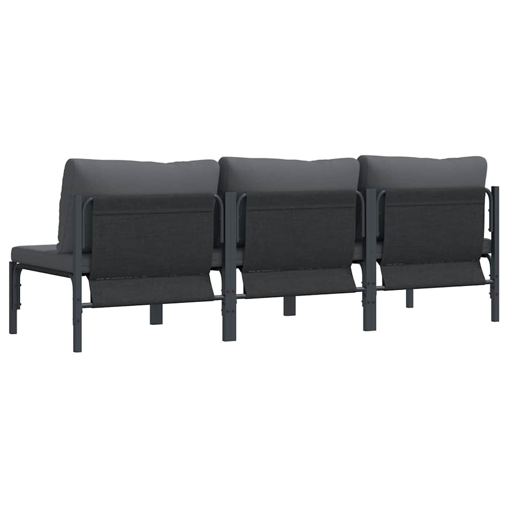 Udendørs Møbler Med Pude 3 Stk Antracit 80 X 80 X 71 Cm Stål - Billede 7