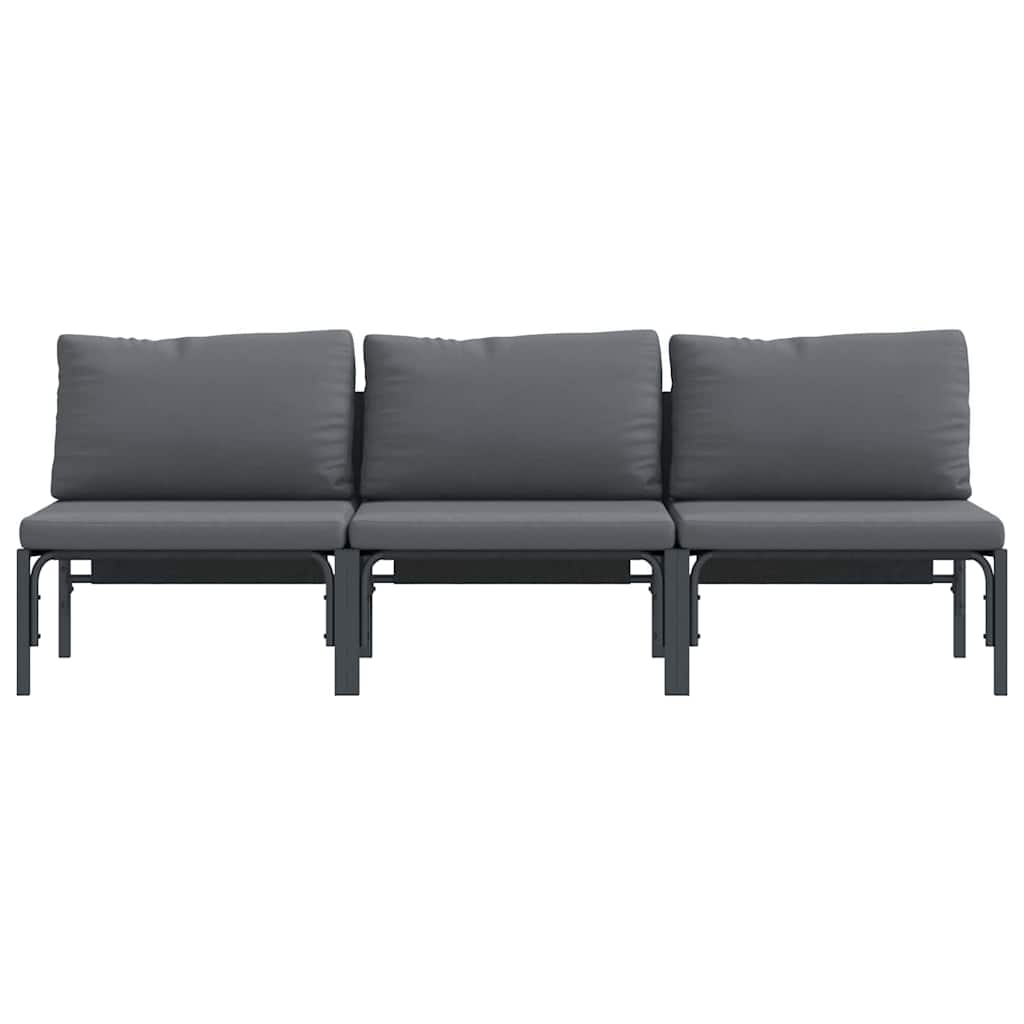 Udendørs Møbler Med Pude 3 Stk Antracit 80 X 80 X 71 Cm Stål - Billede 5