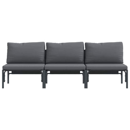 Udendørs Møbler Med Pude 3 Stk Antracit 80 X 80 X 71 Cm Stål - Billede 5