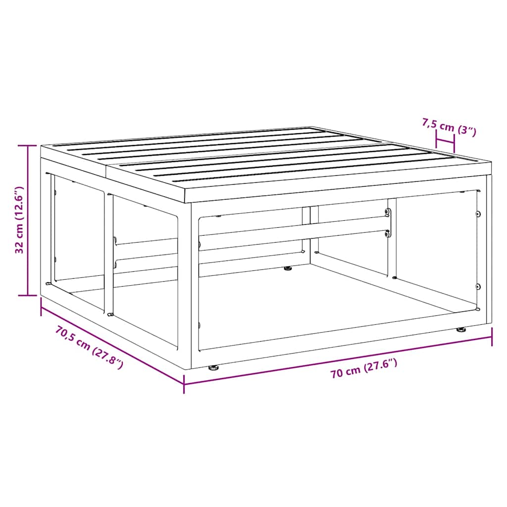 Udendørs Bord Antracit 70 X 70,5 X 32 Cm Stål