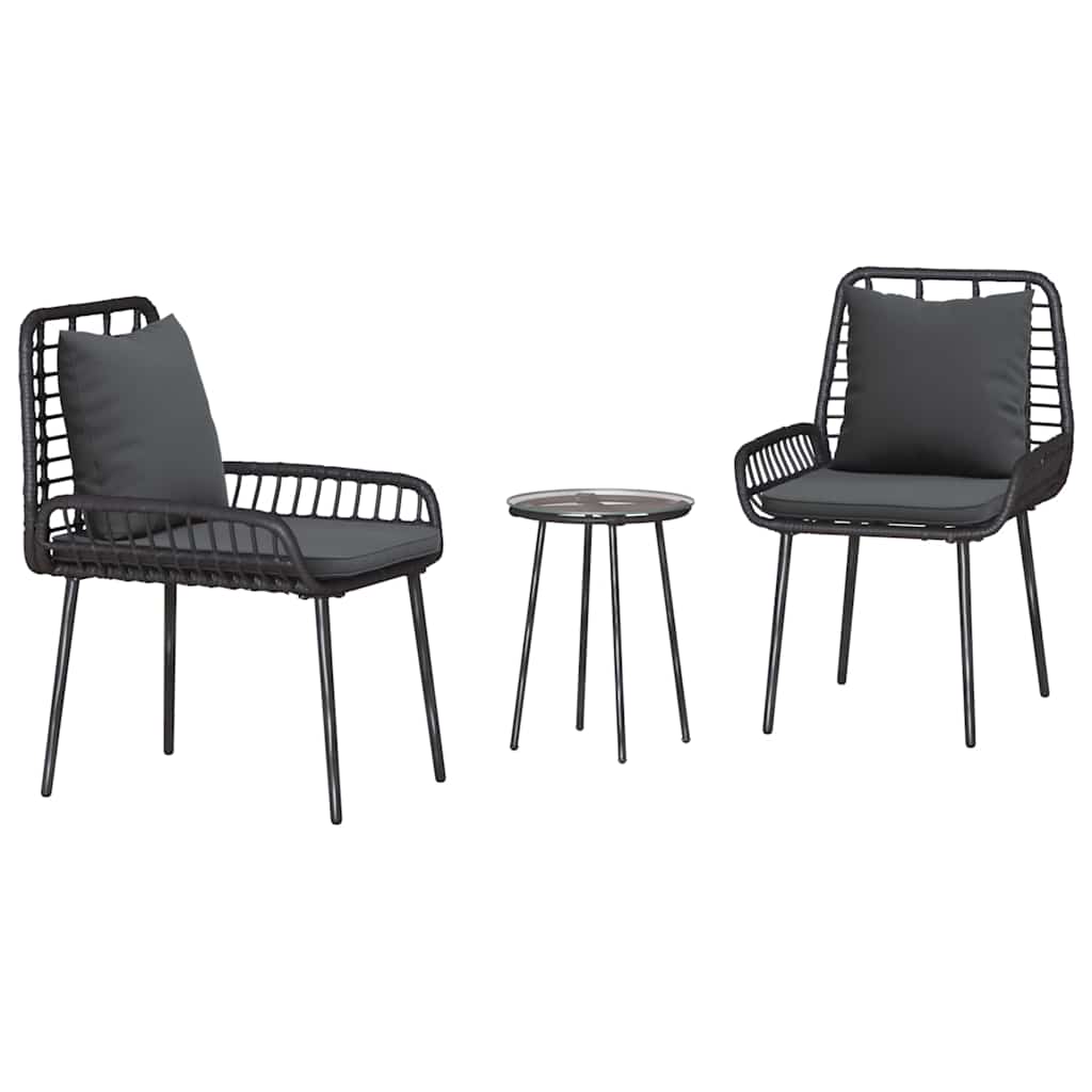 Have Spisebordssæt 3 Dele Og Anthracit Polyrattan - Billede 2