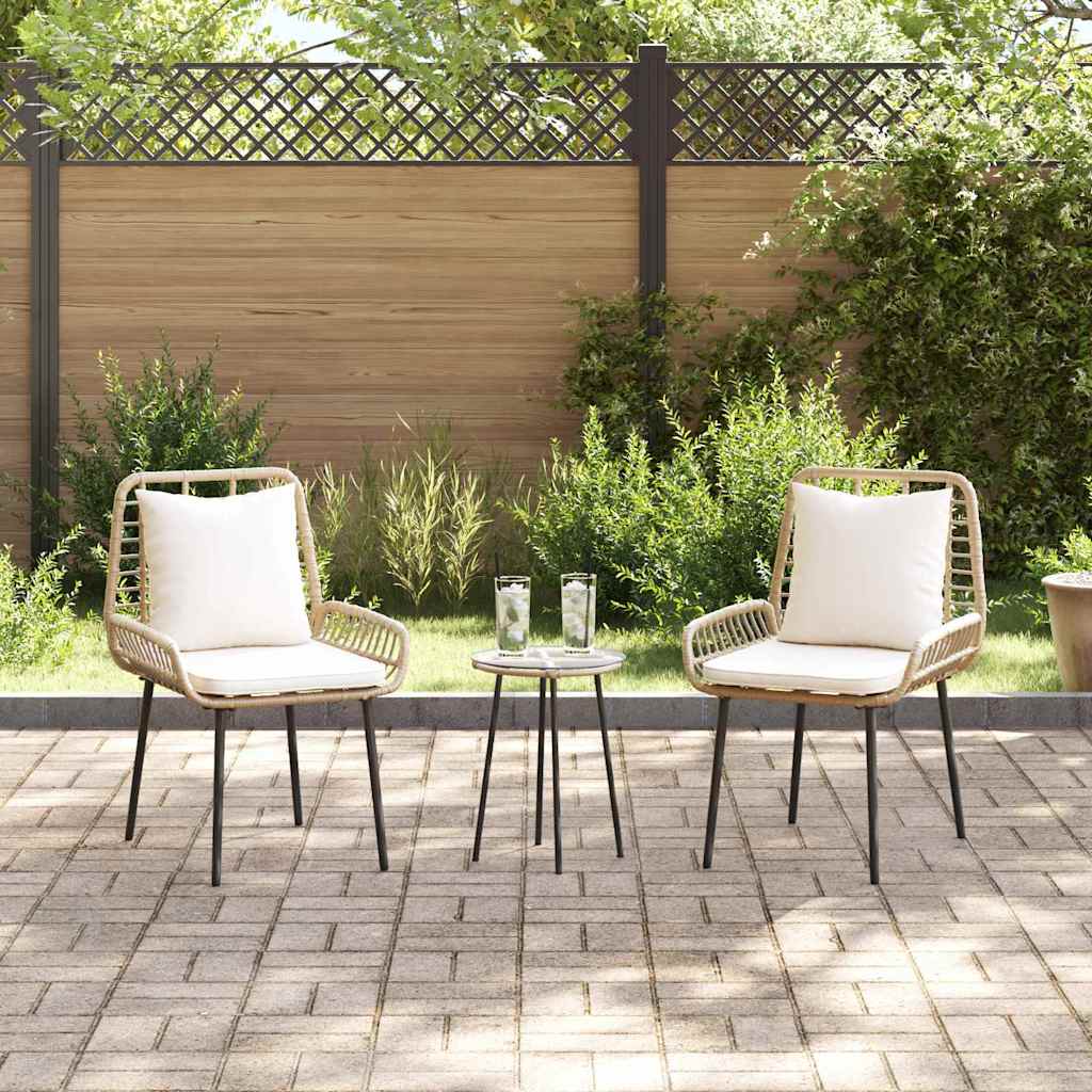 Have Spisebordssæt 3 Dele Brun Og Creme Polyrattan - Billede 4