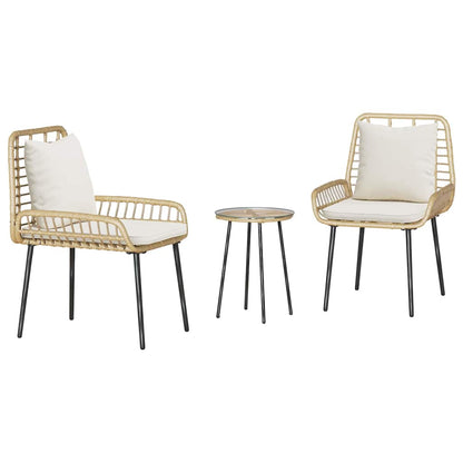 Have Spisebordssæt 3 Dele Brun Og Creme Polyrattan - Billede 2