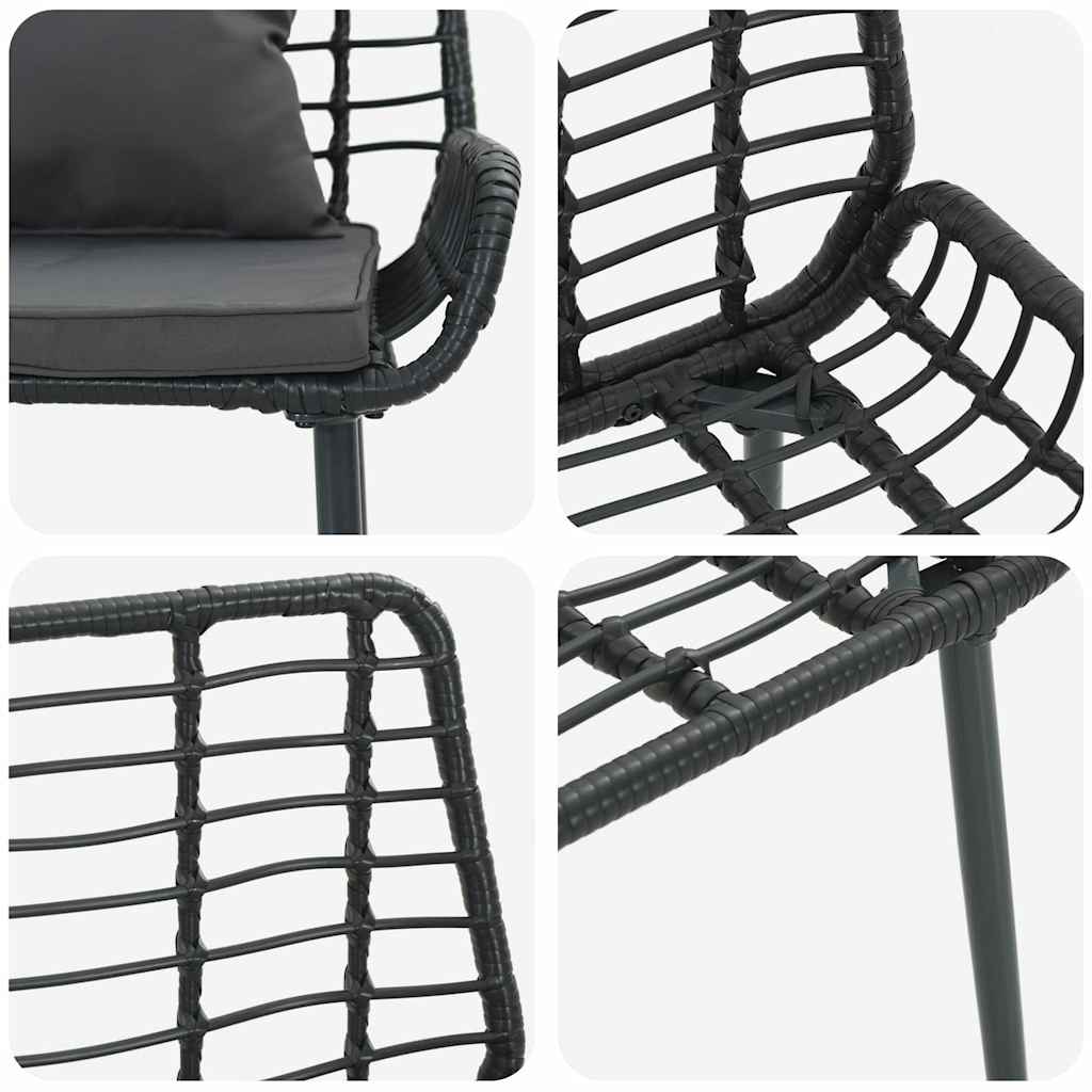 Havebænk Sort Og Anthracit Polyrattan - Billede 8