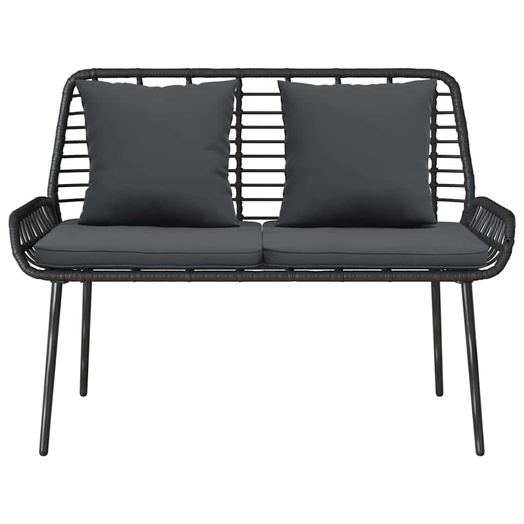 Havebænk Sort Og Anthracit Polyrattan - Billede 5