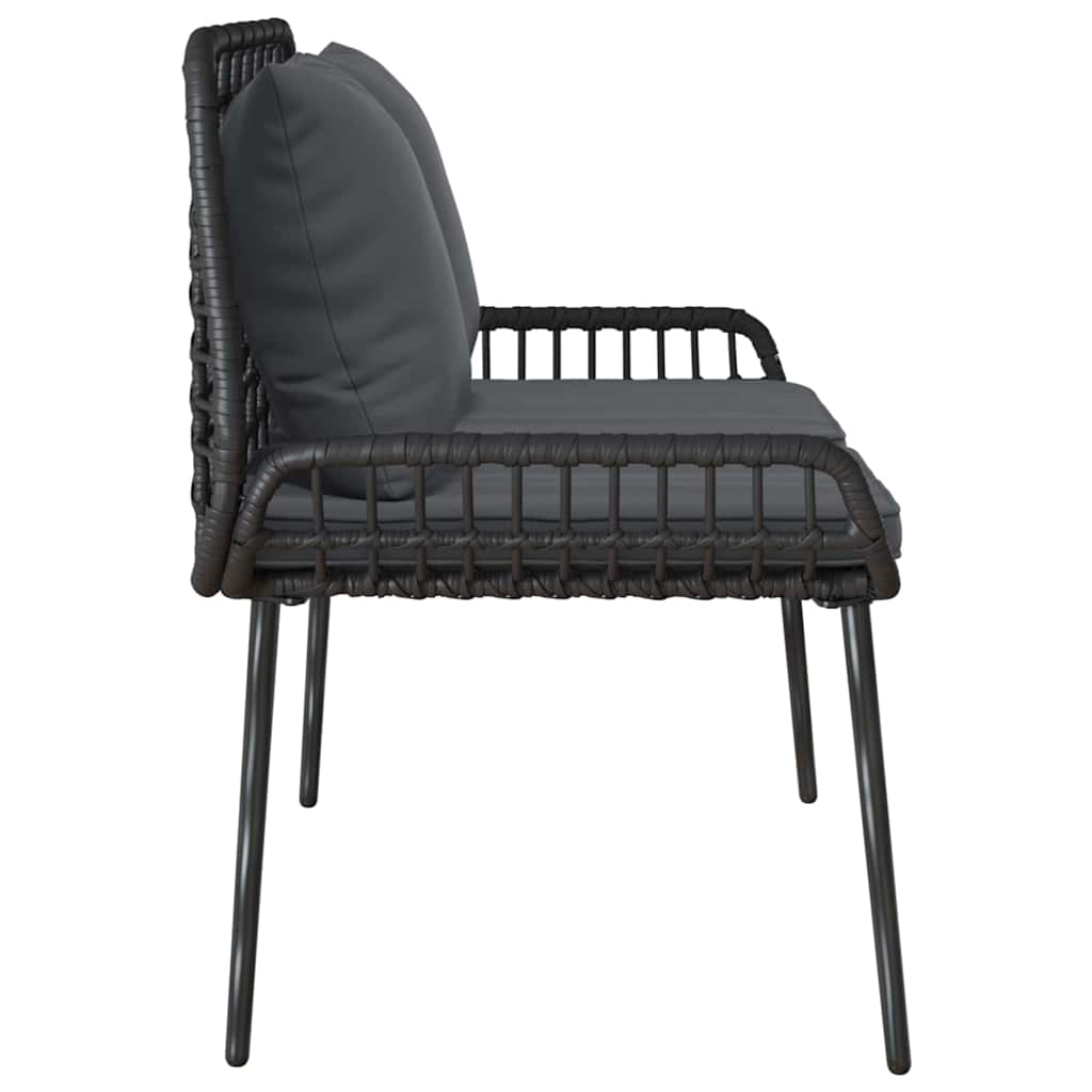 Havebænk Sort Og Anthracit Polyrattan - Billede 6