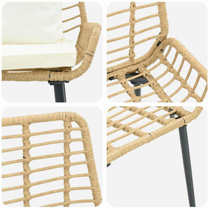 Havebænk Brun Og Creme Polyrattan - Billede 8