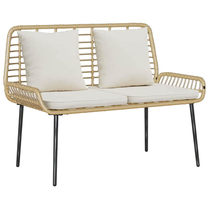 Havebænk Brun Og Creme Polyrattan - Billede 2