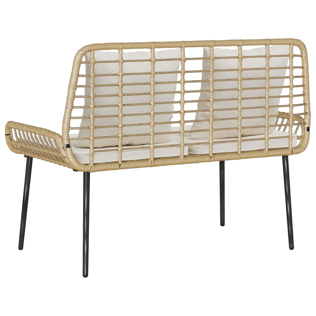 Havebænk Brun Og Creme Polyrattan - Billede 7