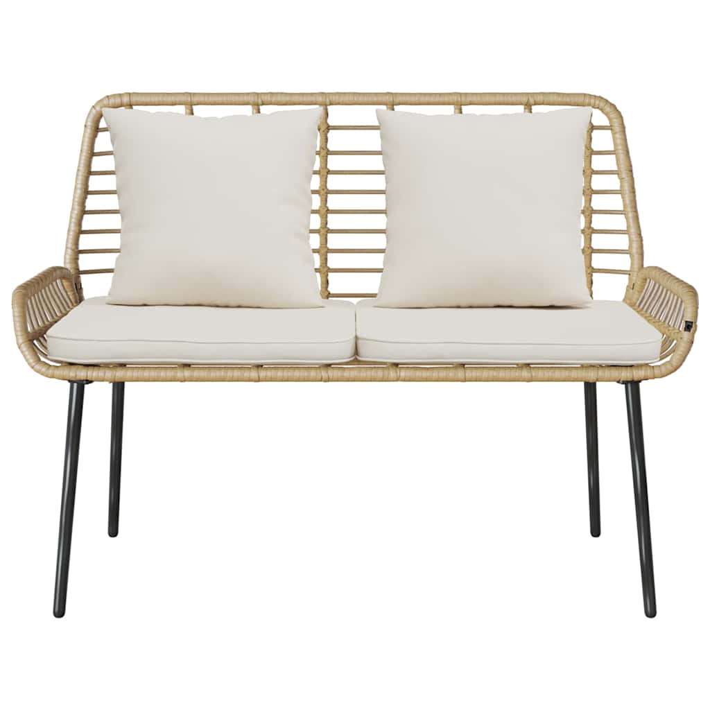 Havebænk Brun Og Creme Polyrattan - Billede 5