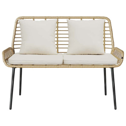 Havebænk Brun Og Creme Polyrattan - Billede 5