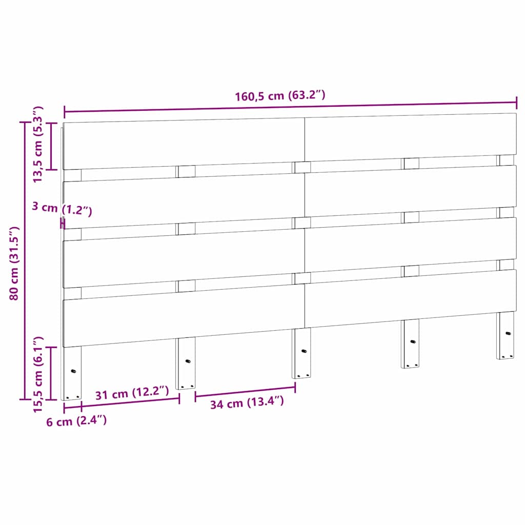 Træ Hovedgærde Gyldenbrun 160,5 X 3 X 80 Cm Massivt Fyrretræ - Billede 4