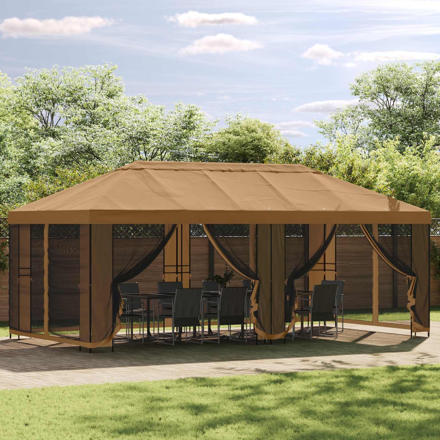 Pavillon Med Sidetapper 6 X 3 M Polyester Og Stål 190 - Hovedbillede