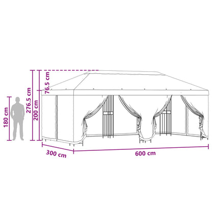 Pavillon Med Sidetapper 6 X 3 M Polyester Og Stål 190 - Billede 6