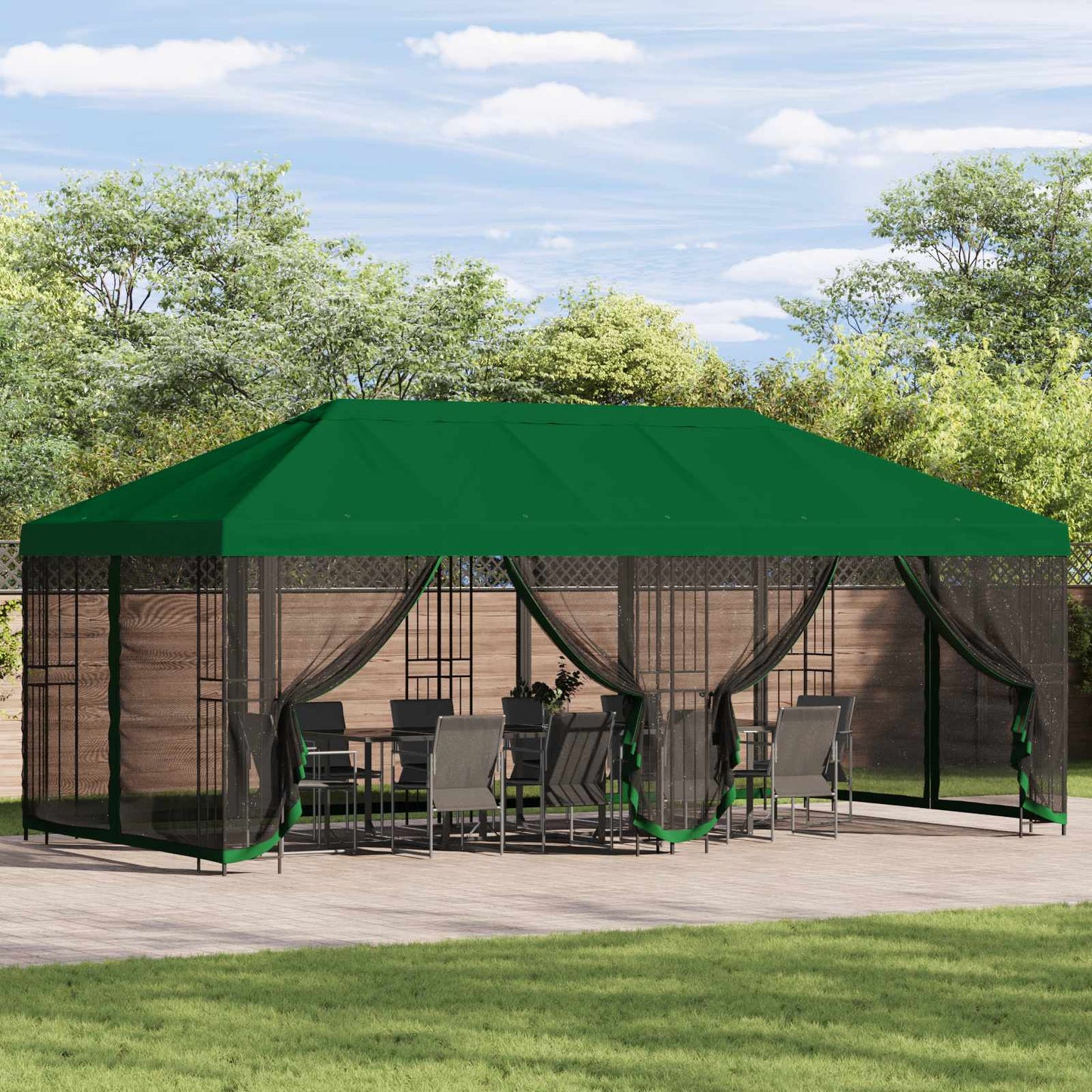 Pavillon Med Sidetapper 6 X 3 M Polyester Og Stål 190 - Variant 3375998