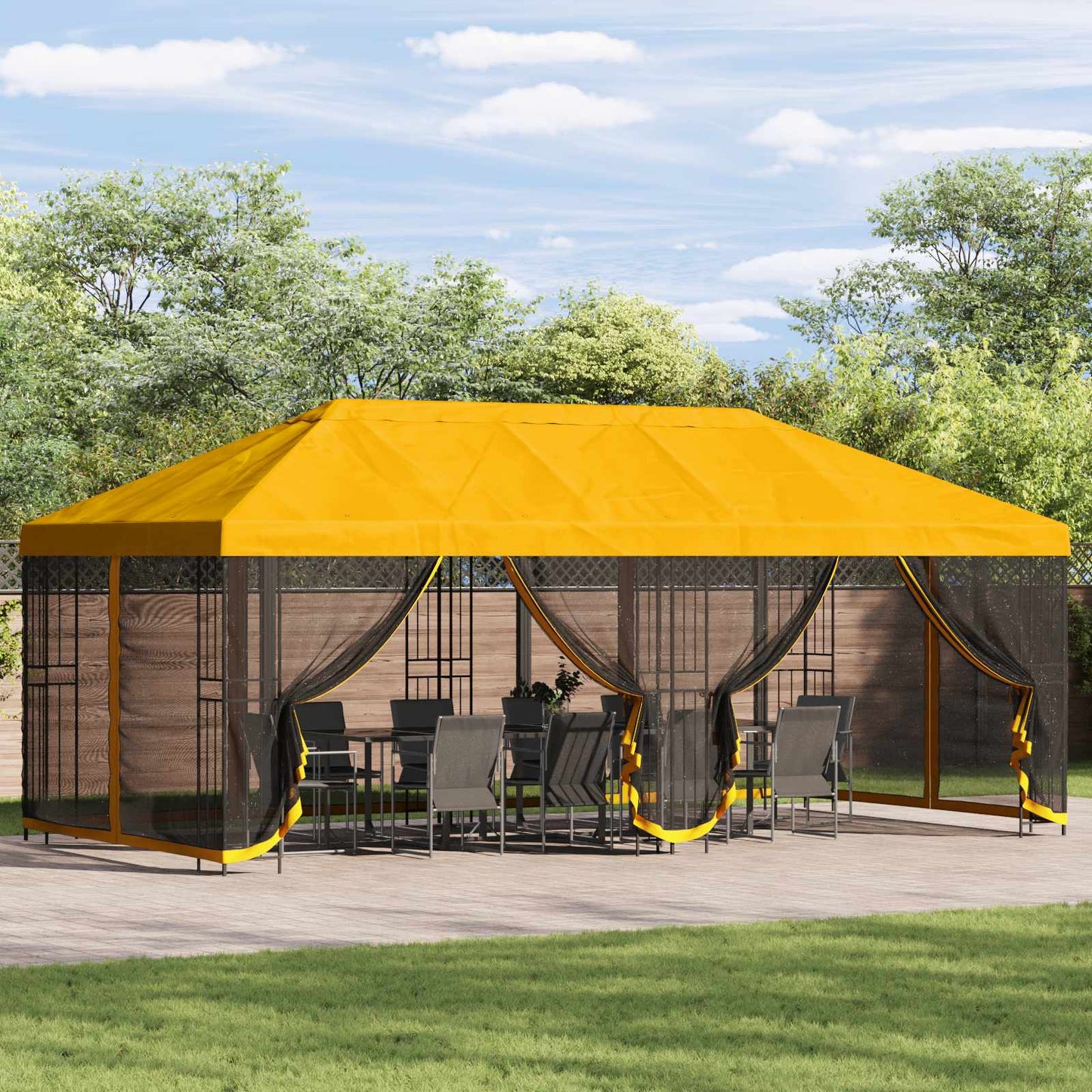 Pavillon Med Sidetapper 6 X 3 M Polyester Og Stål 190 - Variant 3376001