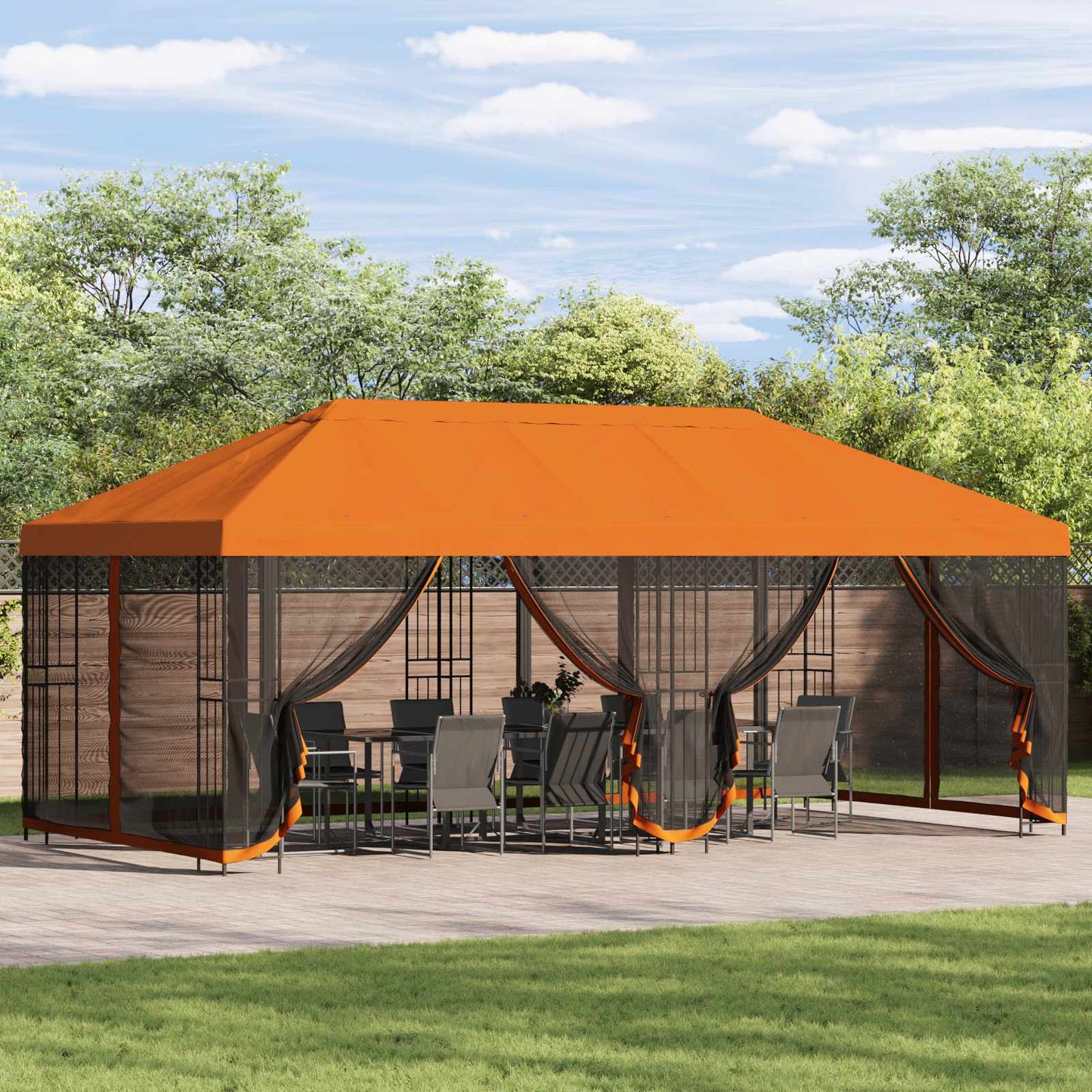 Pavillon Med Sidetapper 6 X 3 M Polyester Og Stål 190 - Variant 3376002