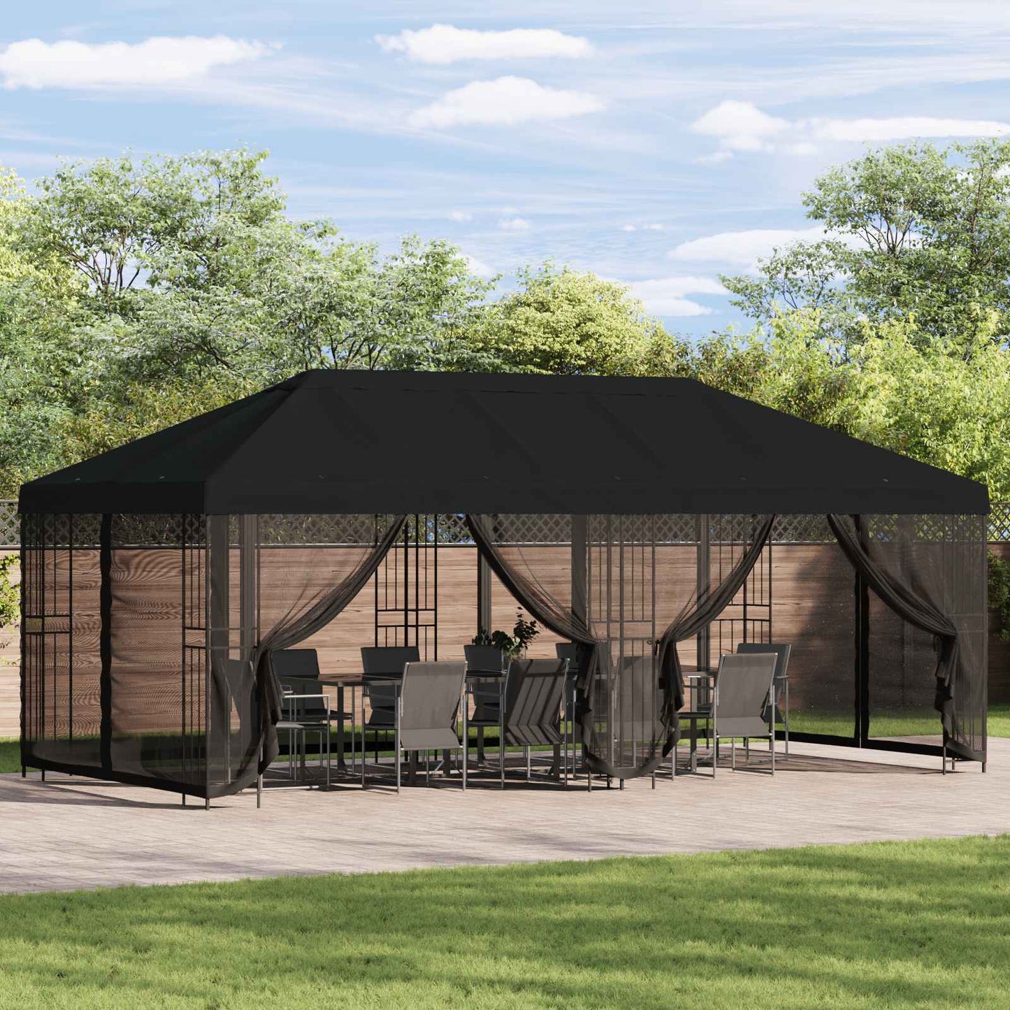 Pavillon Med Sidetapper 6 X 3 M Polyester Og Stål 190 - Variant 3376003