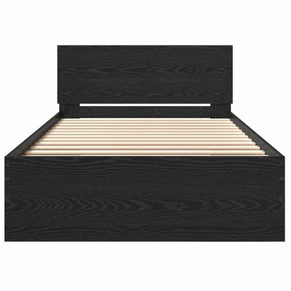 Sengestel Med Hovedgærde Sort Eg 100 X 200 Cm Konstrueret Træ - Billede 6