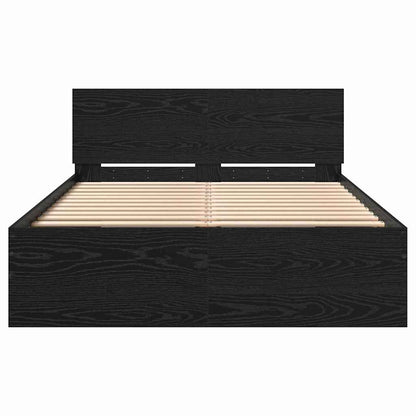 Sengestel Med Hovedgærde Sort Eg 120 X 190 Cm Konstrueret Træ - Billede 6