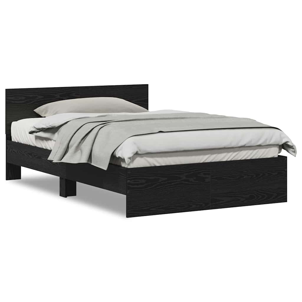 Sengestel Med Hovedgærde Sort Eg 120 X 190 Cm Konstrueret Træ - Billede 4